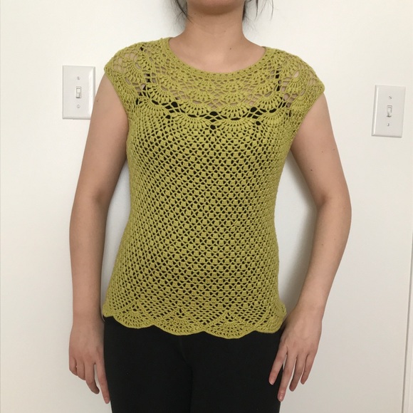 Handmade Green Crocheted Top - Picture 5 of 5